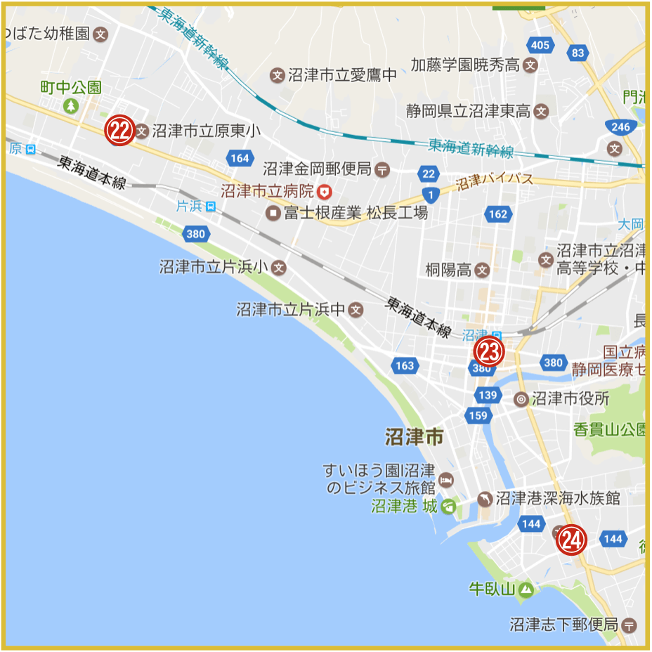 静岡県沼津市にあるアイフル店舗・ATMの位置