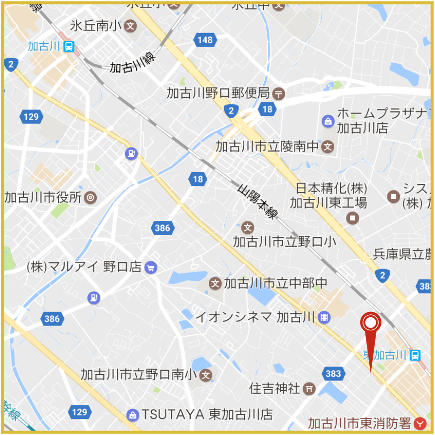 加古川駅から最寄りにあるアイフル店舗・ATMの位置