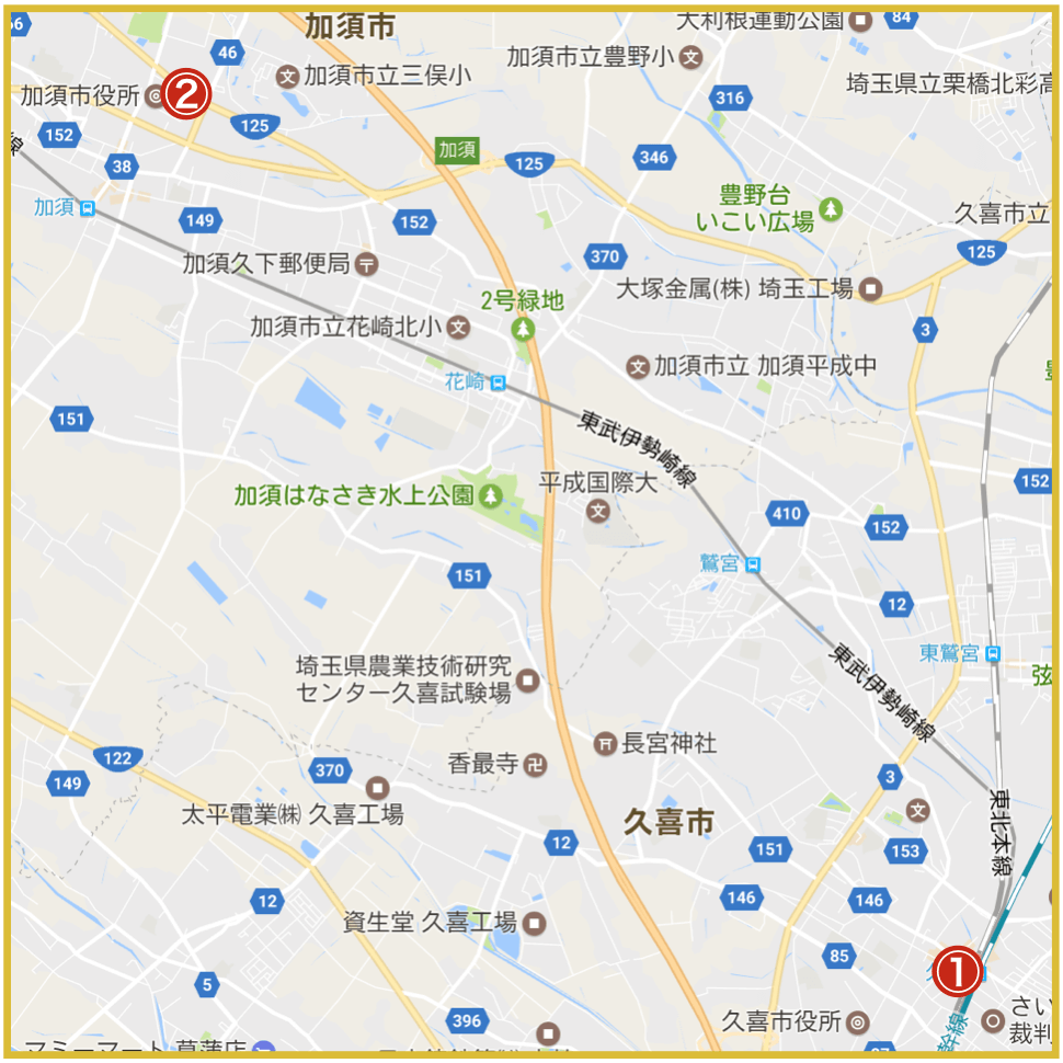 埼玉県利根地域にあるアイフル店舗・ATMの位置