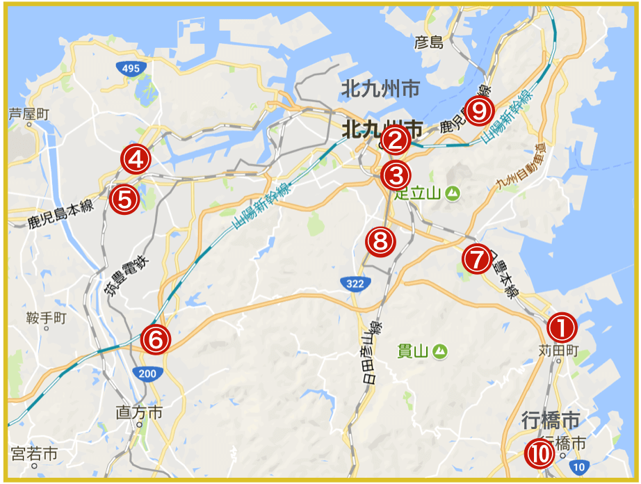 福岡県北九州地域にあるプロミス店舗・ATMの位置