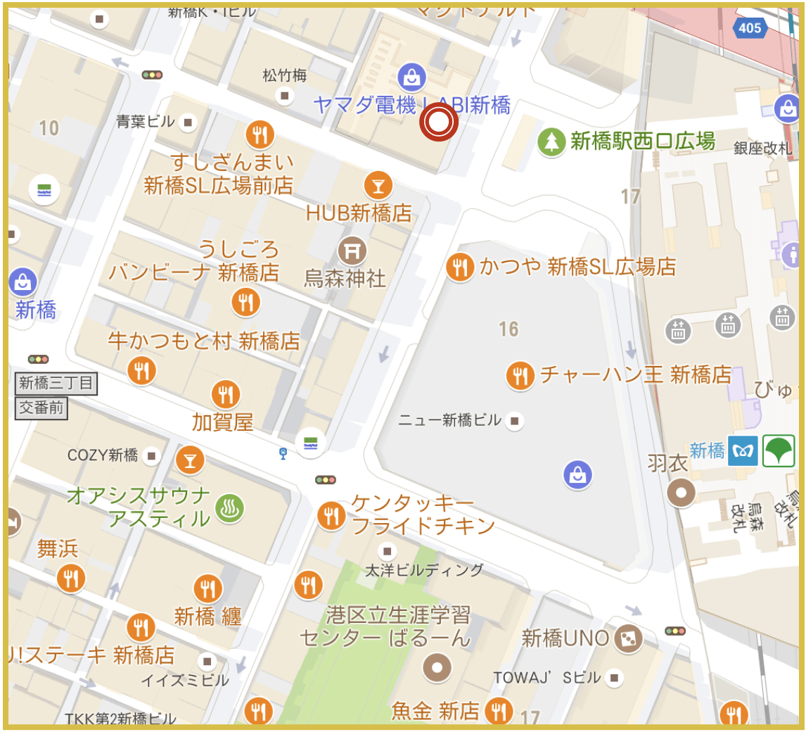 新橋駅周辺にあるアコム店舗・ATMの位置（2020年3月版）
