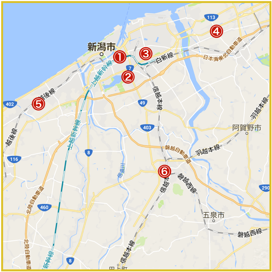 新潟県新潟市にあるプロミス店舗・ATMの位置