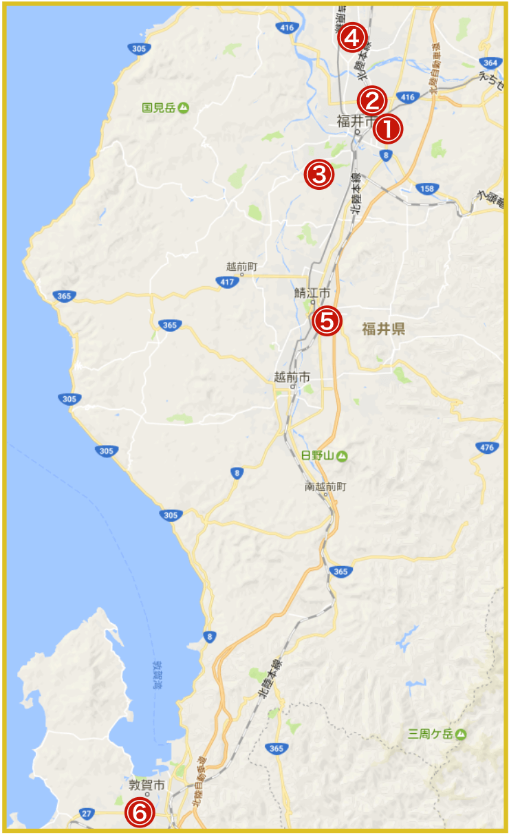 福井県にあるアコム店舗・ATMの位置