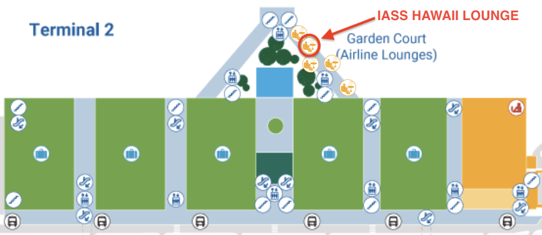ダニエル・K・イノウエ国際空港 IASS HAWAII LOUNGEの位置（空港公式ページ）