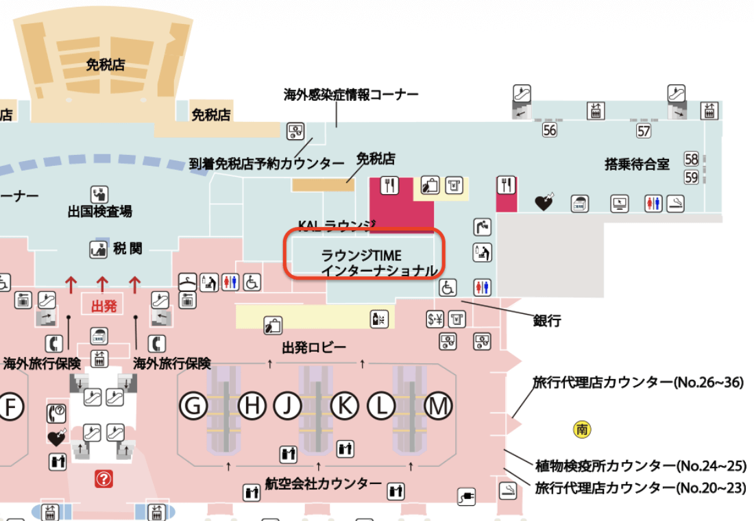 福岡空港 ラウンジTIME インターナショナルの位置