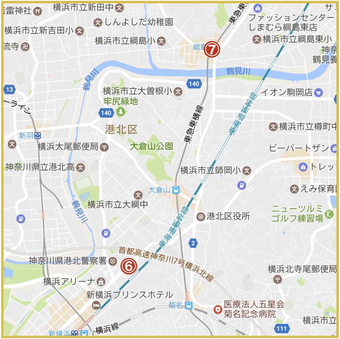 横浜市港北区にあるアコム店舗・ATMの位置（2020年4月版）