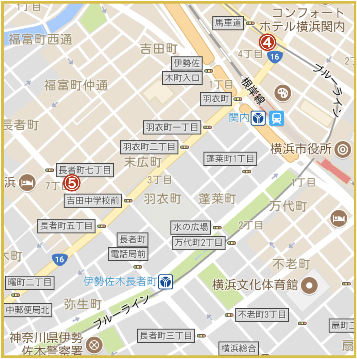 横浜市中区にあるアコム店舗・ATMの位置（2020年4月版）