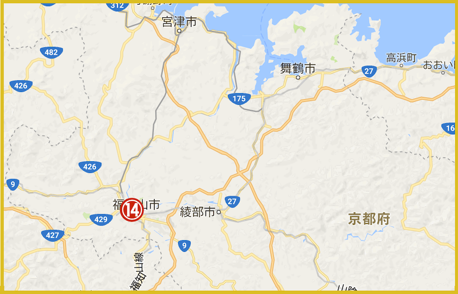 京都府北部にある福知山市にあるアイフル店舗・ATMの位置（2022年版）