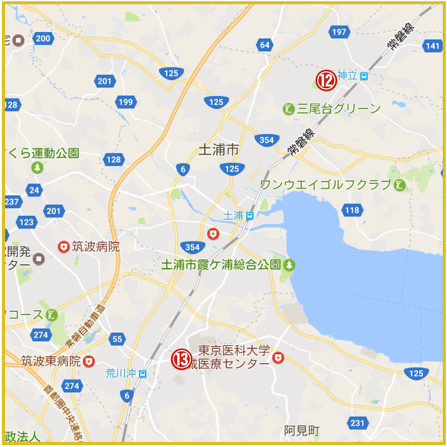 茨城県土浦市にあるアコム店舗・ATMの位置