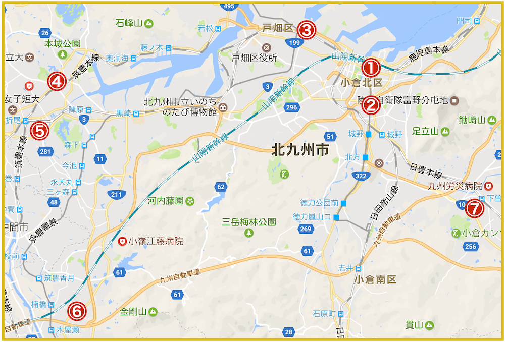 北九州市にあるプロミス店舗・ATMの位置（2022年版）