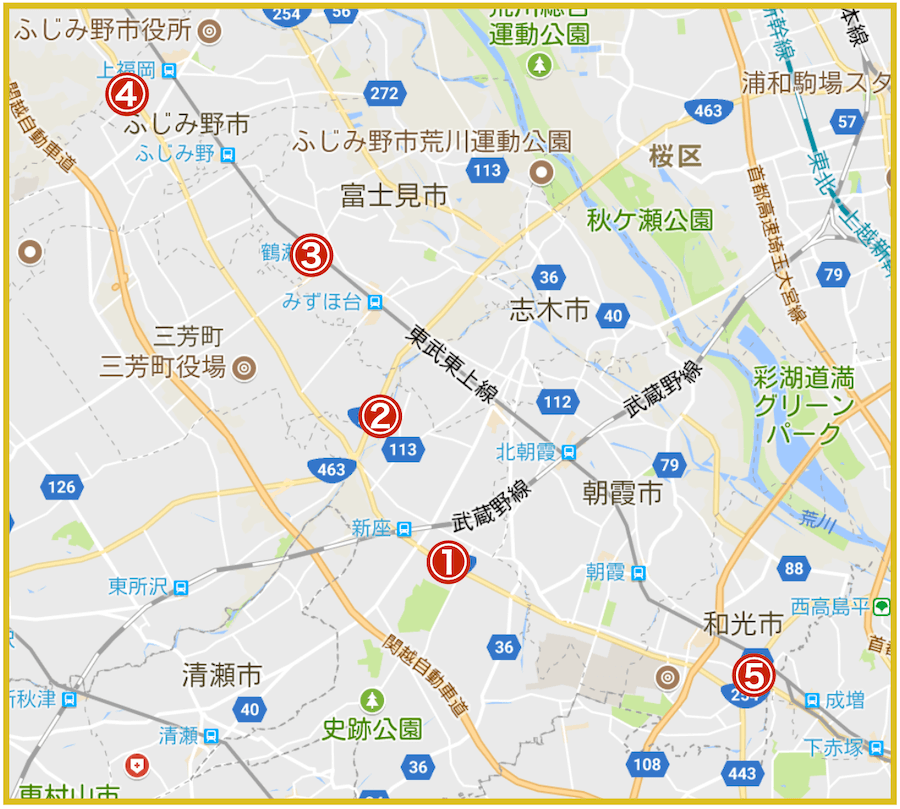 埼玉県南西部地域にあるアコム店舗・ATMの情報