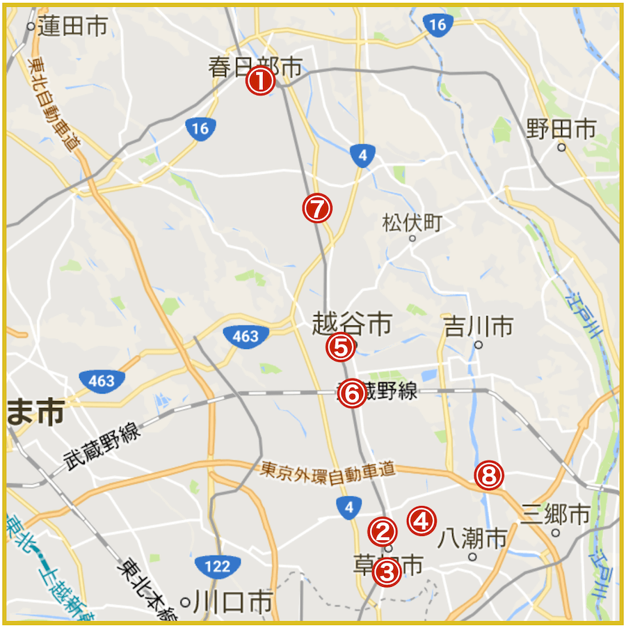 埼玉県東部地域にあるアイフル店舗・ATMの情報（2022年版）
