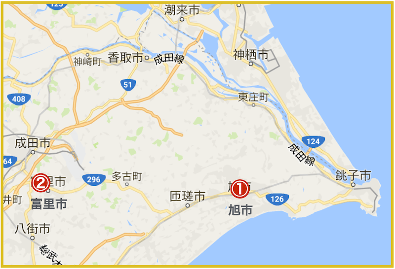 千葉県東地域にあるアコム店舗・ATMの位置（2023年版）