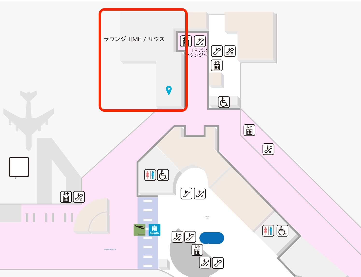 福岡空港 ラウンジTIME:サウスの位置