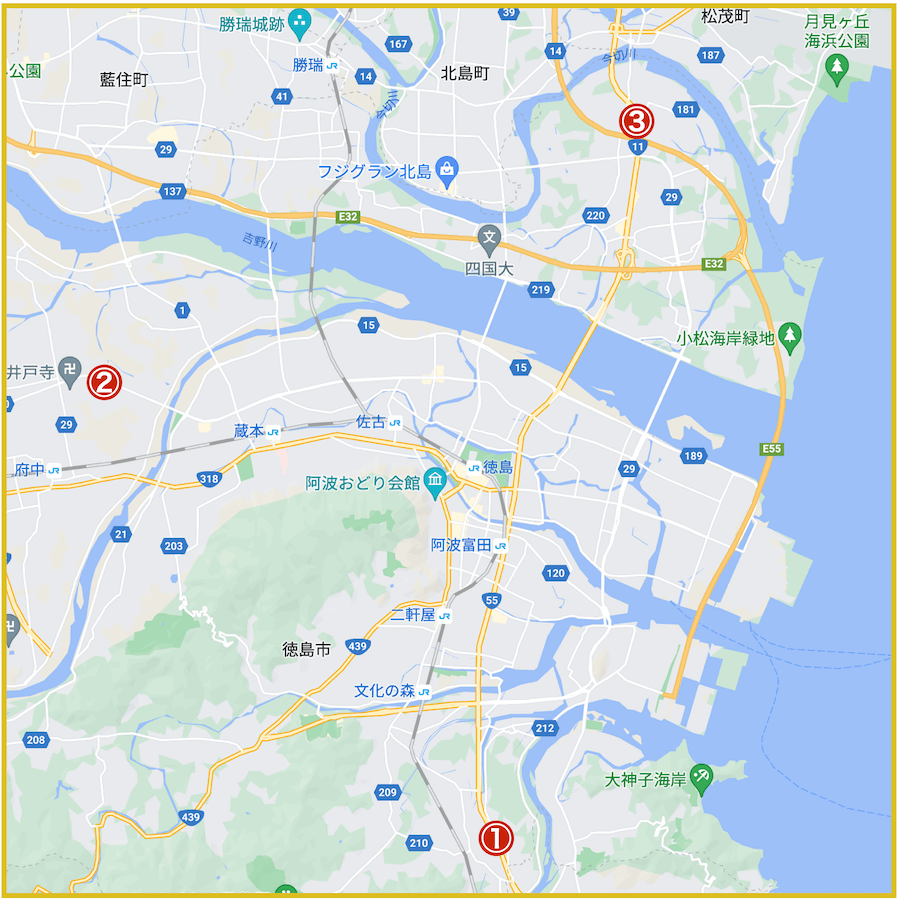 徳島県にあるプロミス店舗・ATMの位置（2022年版）
