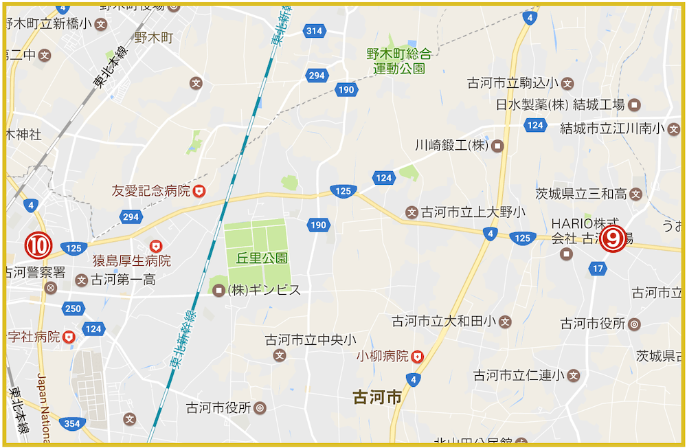 茨城県古河市にあるプロミス店舗・ATMの位置