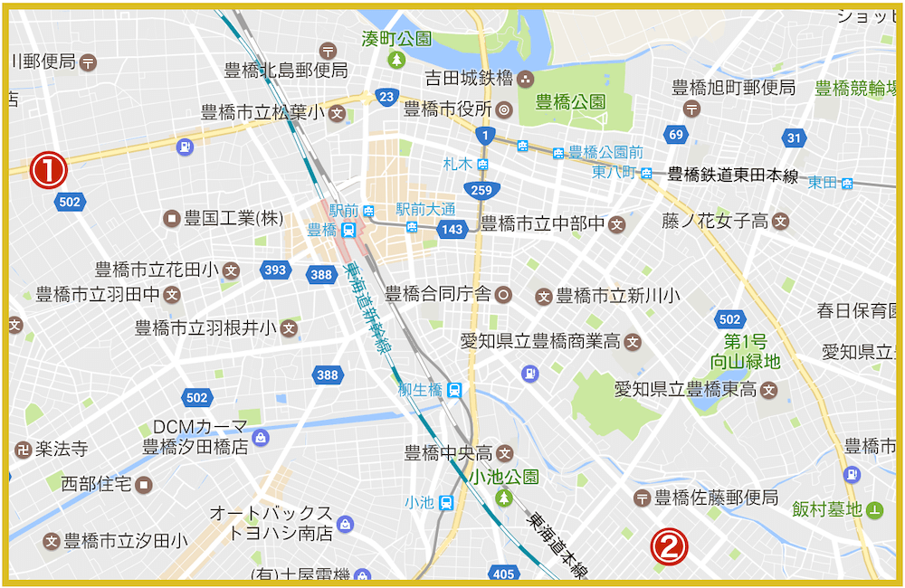 豊橋市にあるプロミス店舗・ATMの位置（2022年版）