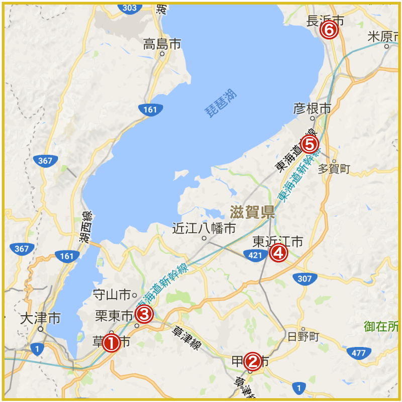 滋賀県にあるプロミス店舗・ATMの位置（2022年版）