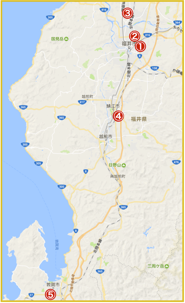 福井県にあるプロミス店舗・ATMの位置（2022年版）