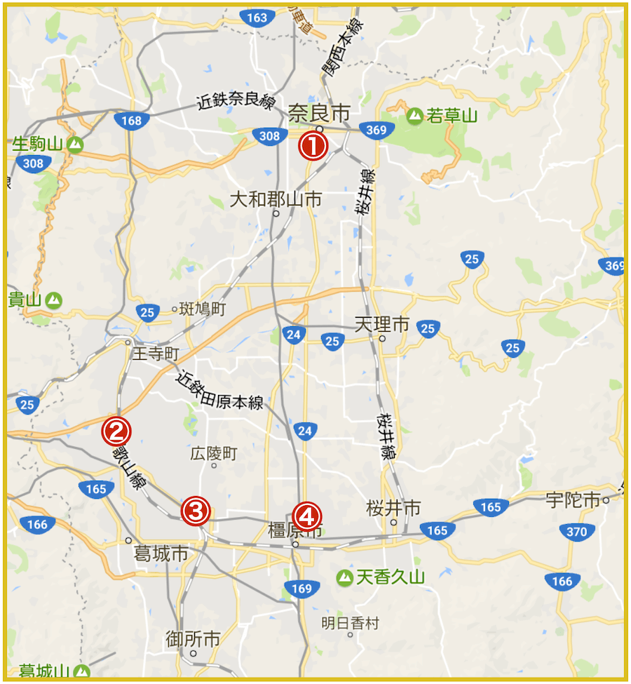 奈良県にあるプロミス店舗・ATMの位置（2022年版）