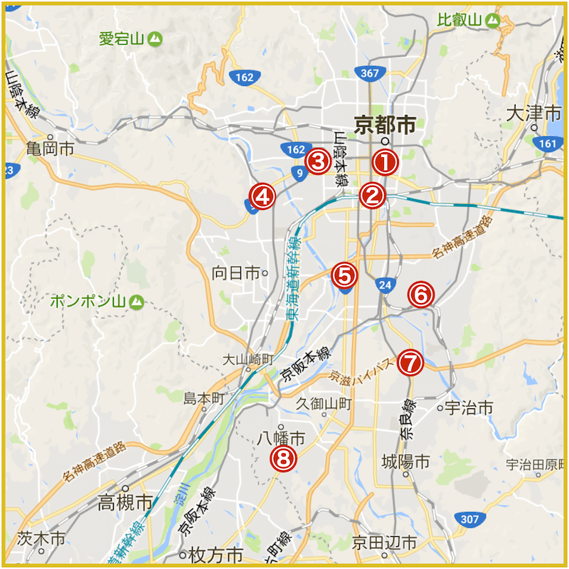 京都市周辺にあるプロミス店舗・ATMの位置（2022年9月版）