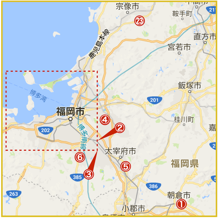 福岡県福岡地域にあるプロミス店舗・ATMの位置（2022年9月版）