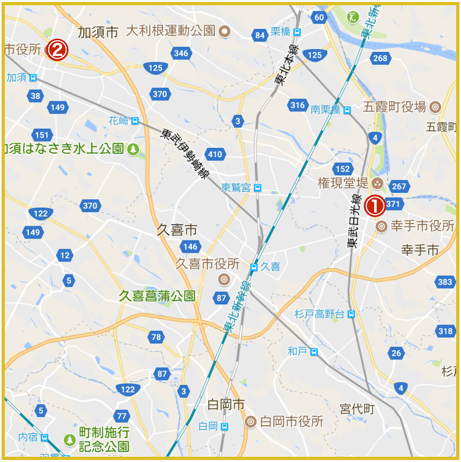 埼玉県利根地域にあるプロミス店舗・ATMの位置