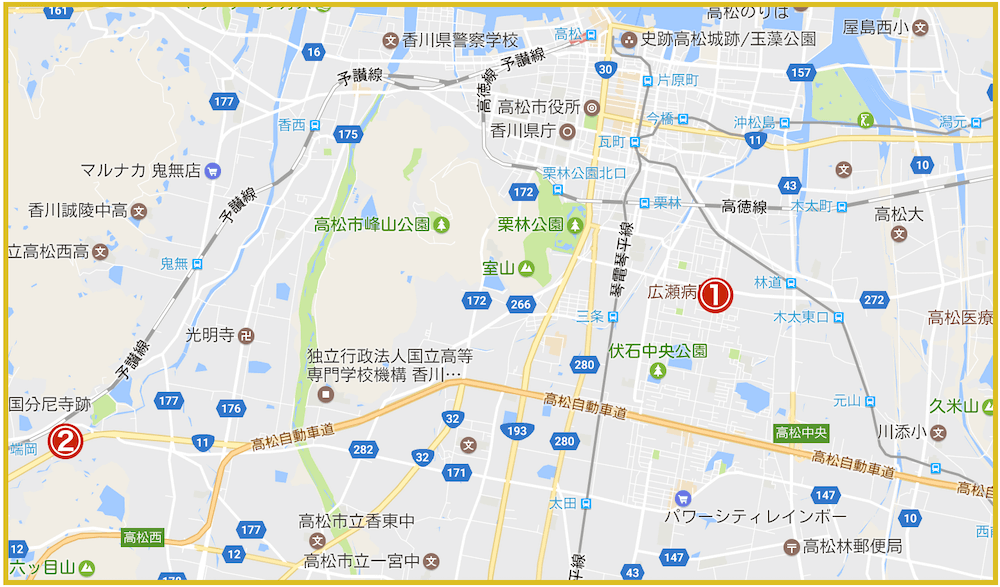 高松市にあるプロミス店舗・ATMの位置（2022年版）