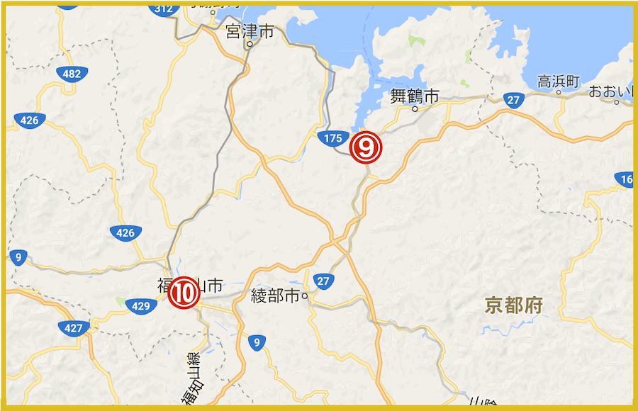 京都府北部にある舞鶴市や福知山市にあるプロミス店舗・ATMの位置（2022年9月版）