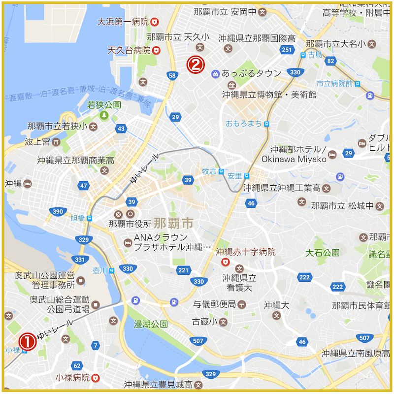 沖縄県那覇市にあるプロミス店舗・ATMの位置（2022年版）