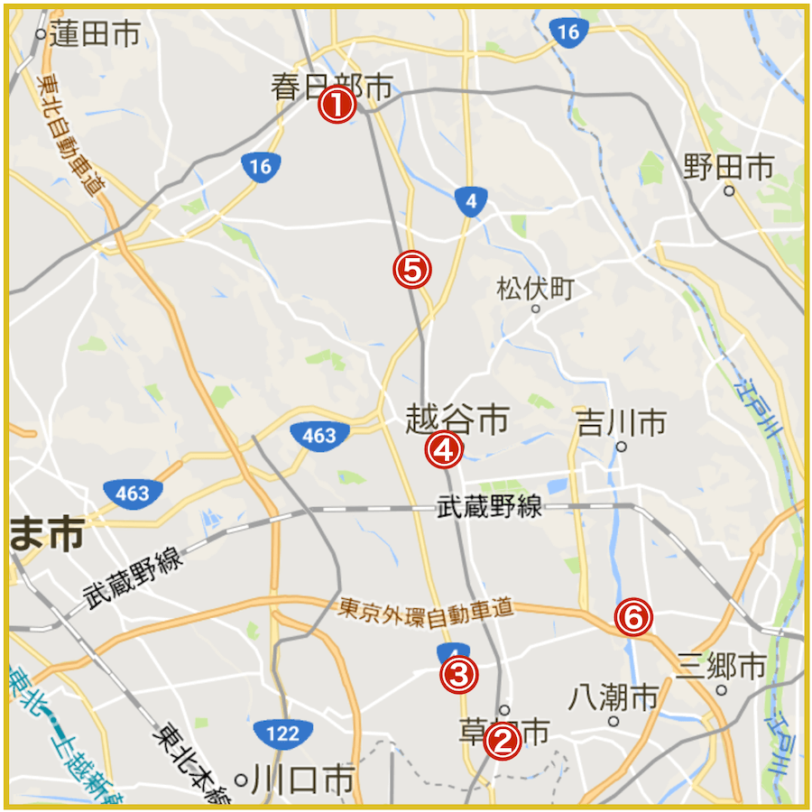 埼玉県東部地域にあるプロミス店舗・ATMの位置