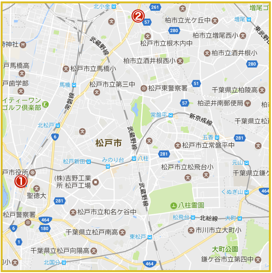 松戸市にあるプロミス店舗・ATMの位置（2022年版）