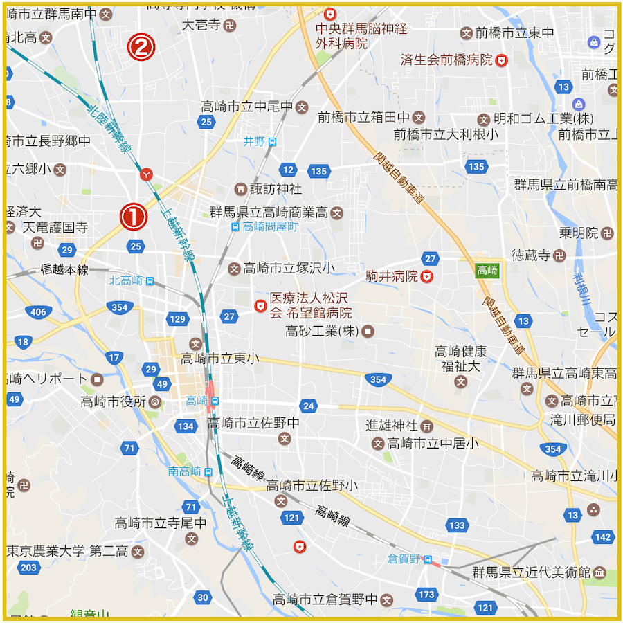 高崎市にあるプロミス店舗・ATMの位置（2022年版）