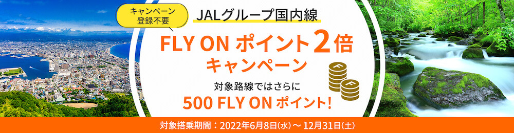 JALグループ国内線 FLY ON ポイント2倍キャンペーン 〜12月31日まで延長