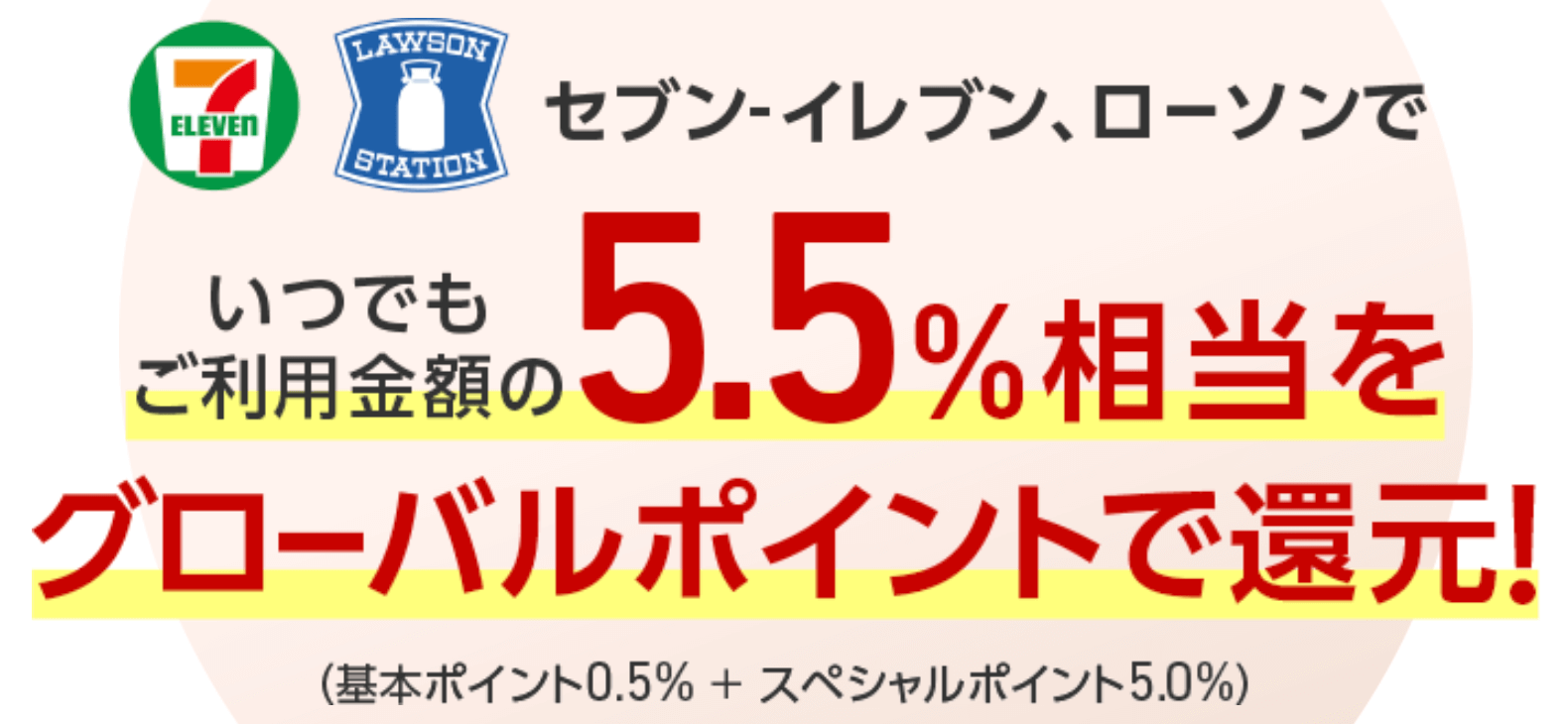 三菱UFJカードはセブン-イレブン・ローソンでいつでも5.5％相当還元