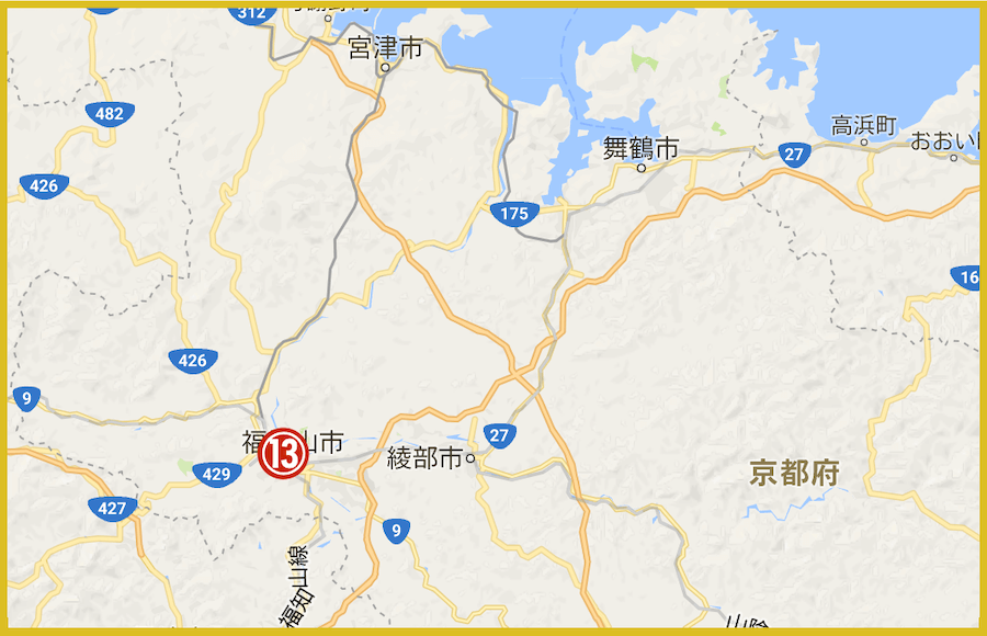 京都府北部にある福知山市にあるアイフル店舗の位置（2022年10月版）