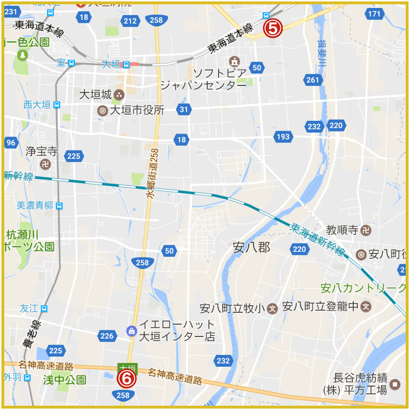 岐阜県大垣市にあるアイフル店舗・ATMの位置