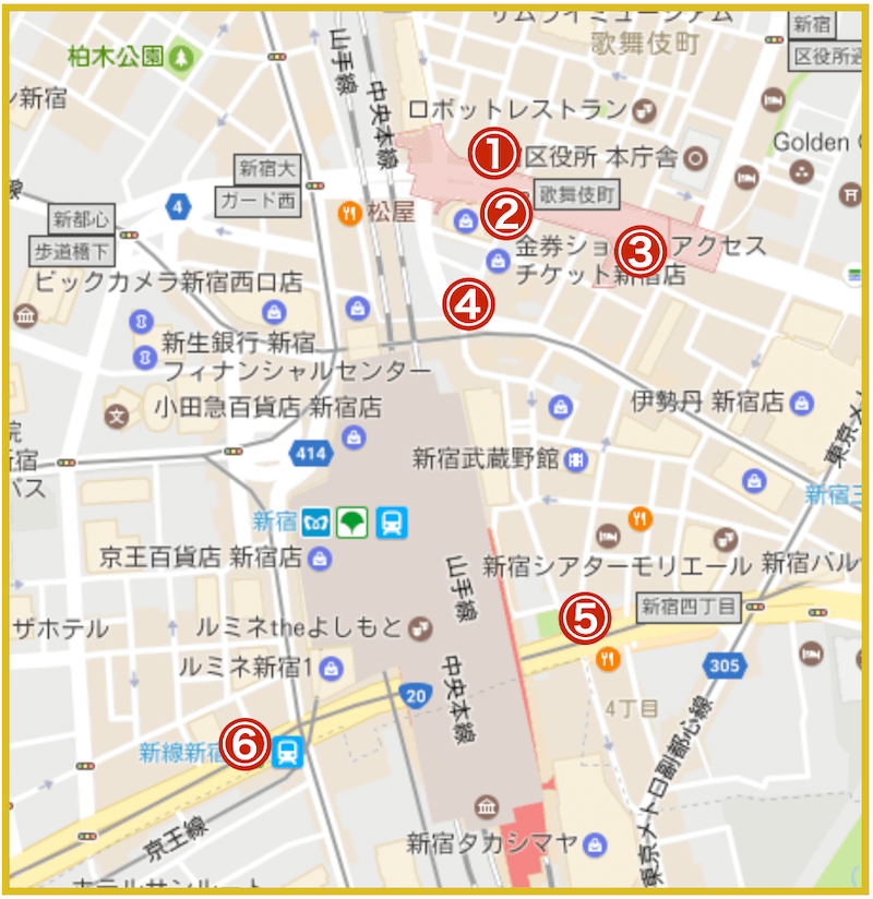 新宿駅周辺にあるアイフル店舗・ATMの位置（2022年10月版）