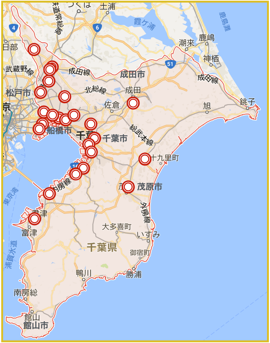 千葉県にあるプロミス店舗・ATMの位置（2022年版）