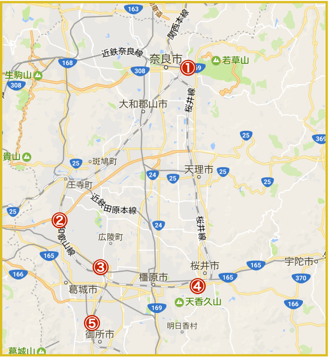 奈良県にあるアイフル店舗・ATMの位置（2022年版）