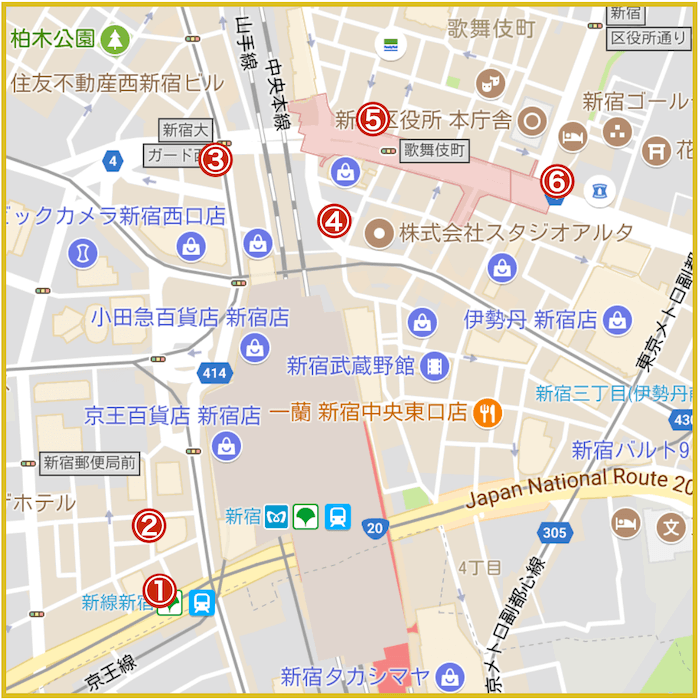 新宿駅周辺にあるアコム店舗・ATMの位置（2023年版）