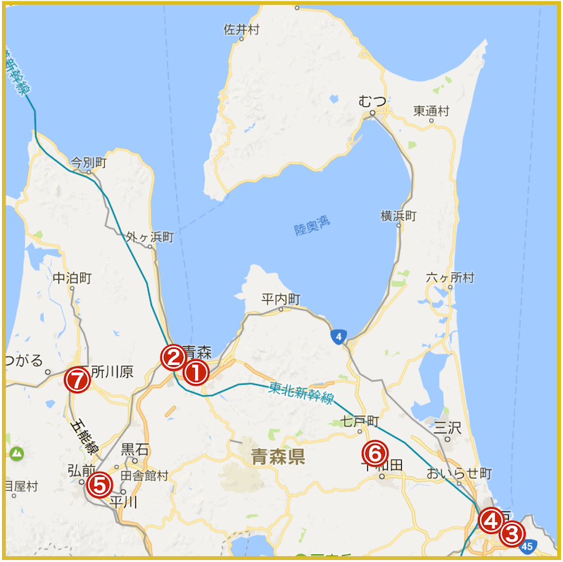 青森県にあるアコム店舗・ATMの位置（2023年版）