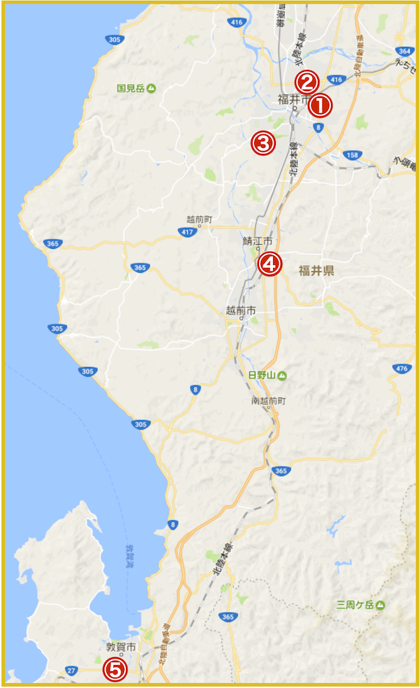 福井県にあるアコム店舗・ATMの位置（2023年版）