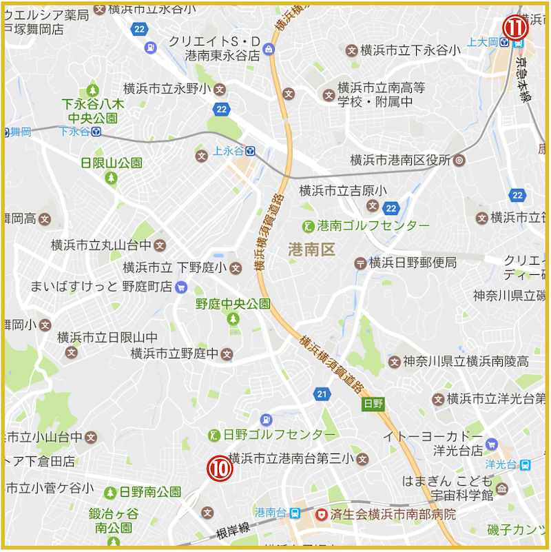 横浜市港南区にあるアコム店舗・ATMの位置（2023年版）