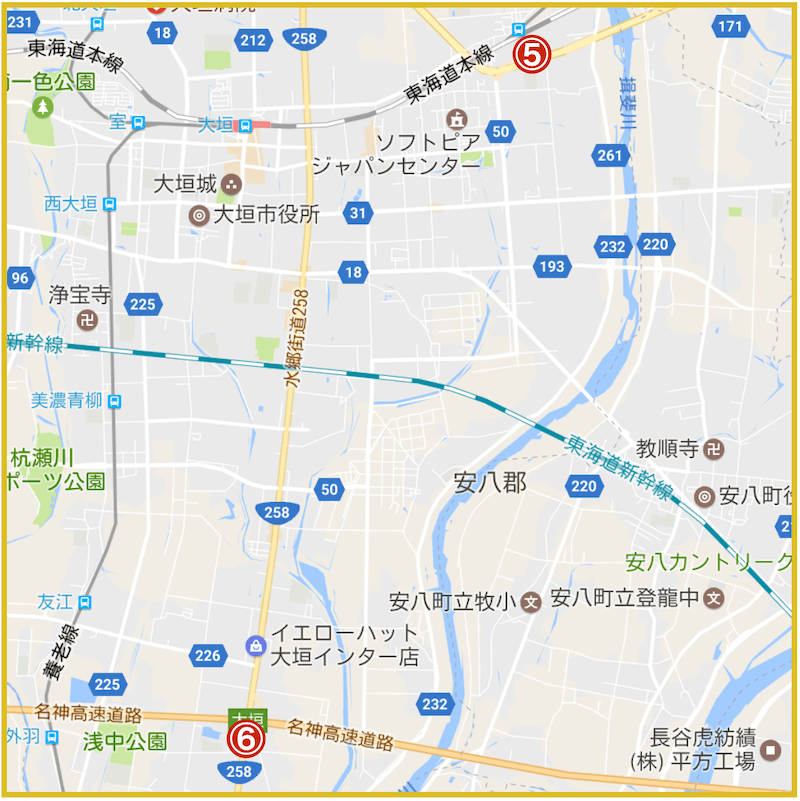 岐阜県大垣市にあるアコム店舗・ATMの位置