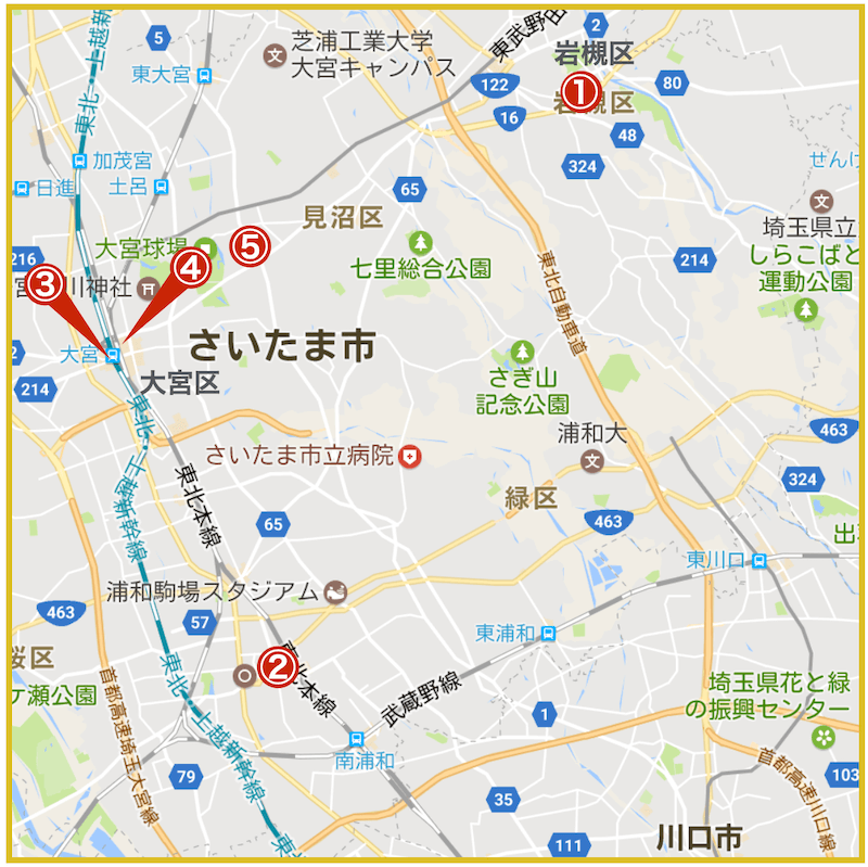 埼玉県さいたま地域にあるアコム店舗・ATMの位置（2024年版）